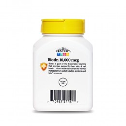 Биотин 10000 мкг / Biotin 10000 mcg (21st Century), 120 табл