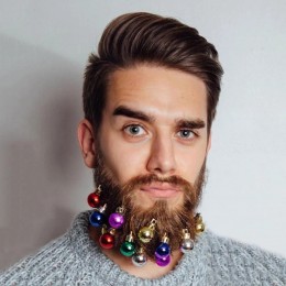 Новогоднее украшение для бороды, шарики, 12 шт (Beardaments)