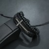 Кожаный браслет со вставкой Латинский Крест, многослойный браслет в России