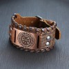 Кожаный браслет со вставкой Вегвизир с рунами, коричневый в России