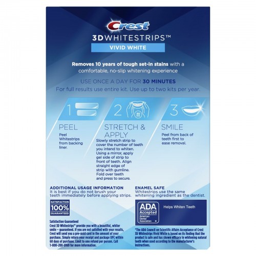 Отбеливающие полоски для зубов Crest 3D Whitestrips Vivid White, курс 12 дней в России