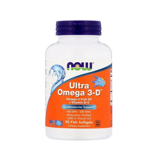 Комплекс Ultra Omega 3-D: Рыбий жир с омега-3 + витамин D3, Now Foods, 90 капсул в России